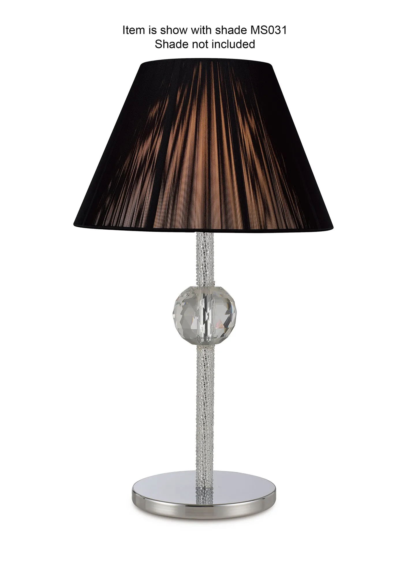 IL30510  Elena Crystal 40cm 1 Light Table Lamp Without Shade Polished Chrome